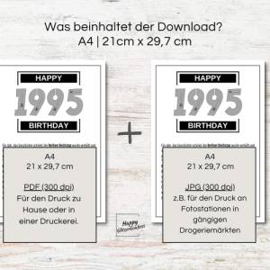 30. Geburtstag 1995 Geldgeschenk, Chronik Meilensteine, dreißig Jahre, Geburtstagskarte, Glückwünsche Geld Bild 7