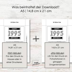 30. Geburtstag 1995 Geldgeschenk, Chronik Meilensteine, dreißig Jahre, Geburtstagskarte, Glückwünsche Geld Bild 8