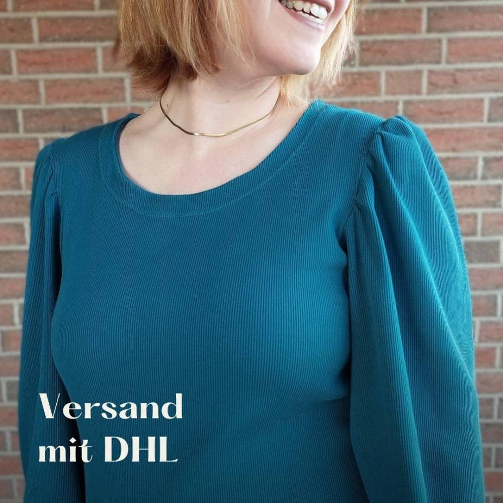 Rib Strick petrol-blau Meterware, Rippenstrick Jersey Stoff