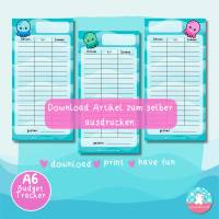 Budgettracker Kawaii Oktopus - Einnahmen Ausgaben - PDF A4 - 3er Set - Umschlagmethode - Budget Sheets Bild 2