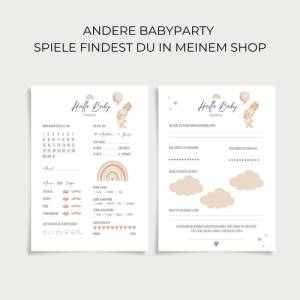 Babyparty Spiele Bundle, Ausfüllkarten, Ratespiel und Gästebuchposter zum Ausdrucken als digitaler Download Bild 6