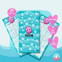 10 Euro Challenge Oktopus - Sparchallenge und Tracker - Geld sparen - PDF A4 - Umschlagmethode Bild 1