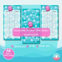 10 Euro Challenge Oktopus - Sparchallenge und Tracker - Geld sparen - PDF A4 - Umschlagmethode Bild 2