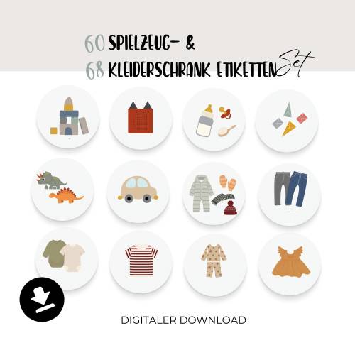 Spielzeug Etiketten und Kleiderschrank Etiketten Set für Kinder, Kinderzimmer organisieren Montessori inspiriert, PDF zu