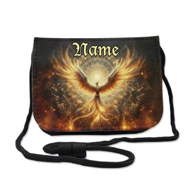 Kinder Brustbeutel mit Name / Phönix / Klettverschluss Schnur Klarsichtfach / personalisierbar / Geldbörse