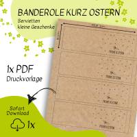 Druckvorlage Frohe Ostern - Banderole kurz - Serviette - Tischdeko - für Besteck - Kerzen - Raysin Geschenk Bild 2