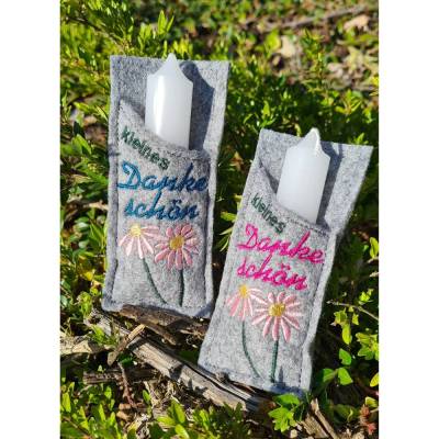 Stickdatei Kerzen Hülle ITH Danke