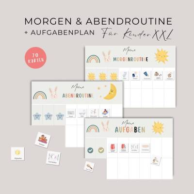 Tagesplan für Kinder, Morgen- Abendroutine für Kinder, Routineplan, Kleinkinder Routine Set, zum Ausdrucken, Tagesplaner