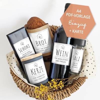 Einzugsgeschenk | Einweihung | Richtfest | Umzug | Salz Brot Wein | Karte | Druckvorlage A4 | Datei | PDF Vorlage