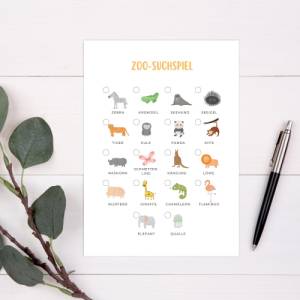 Schnitzeljagd für Unterwegs, Zoo-Suchspiel zum Ausdrucken, Spielidee für Kindergeburtstage Bild 2