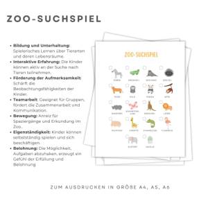 Schnitzeljagd für Unterwegs, Zoo-Suchspiel zum Ausdrucken, Spielidee für Kindergeburtstage Bild 3