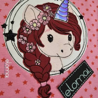 Stickdatei Doodle Applikation - Einhorn Miri Button - 7 Größen 5 Dateiformate - Inkl. Anleitung