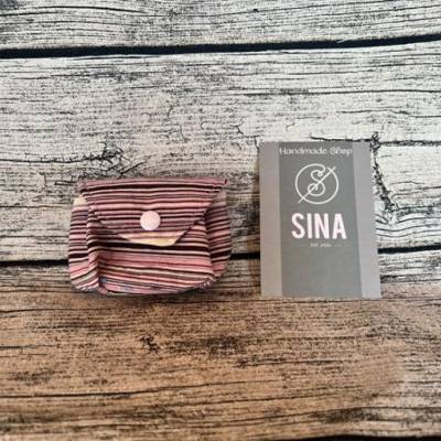 Mini-Geldbeutel Löna- Portemonnaie-Mini-Geldbörse- Urlaub-Party-Geschenk-rosa-lila-gestreift-BOHO