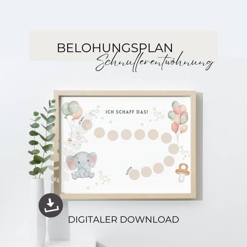 Belohnungstafel Schnuller Entwöhnung, Belohnungsplan für Kinder, Schnullerfee Vorlage,  PDF-Download