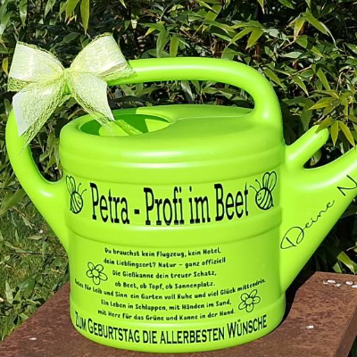 Gießkanne mit Namen Geburtstagsgeschenk, Glückwunsch für Freundin, Mama, Oma, Nachbarin oder Kollegin