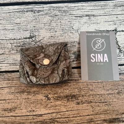 Mini-Geldbeutel Löna- Portemonnaie-Mini-Geldbörse- Urlaub-Party-Geschenk-oliv-Paisley