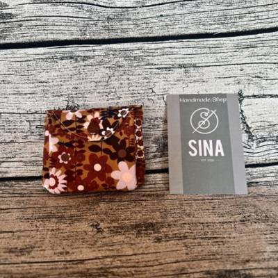 Mini-Geldbeutel Löna- Portemonnaie-Mini-Geldbörse- Urlaub-Party-Geschenk-senf-rosa Blumen