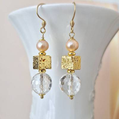 Bergkristall Ohrringe hängend, Ohrringe silber, Kristall Ohrringe, Quarz Ohrringe