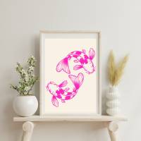 Koi Fisch Fish Nishikigoi Poster -moderne Kunst - Küche Esszimmer Wandkunst Wanddekor - Digital Poster Druck Download - Bild 3