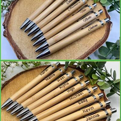 Kugelschreiber aus Bambusholz / gelasert mit Namen / individuell / Muttertag / Geschenk / Mitbringsel / Personalisiert
