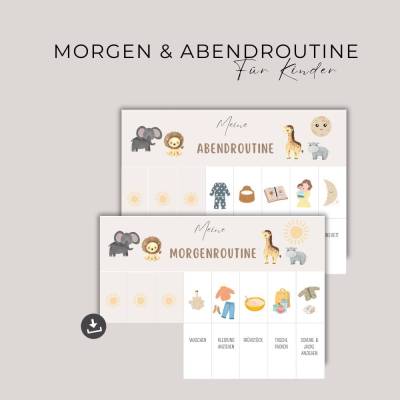 Morgen- Abendroutine für Kinder, Routineplan, Kleinkinder Routine Set, zum Ausdrucken, Tagesplaner, PDF-Download
