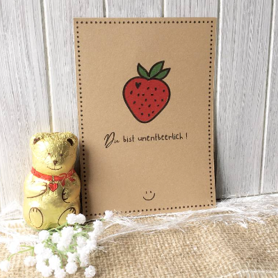 Druckvorlage Karte zum Muttertag - Erdbeere - du bist unentBEERlich - ausdrucken - Glückwunschkarte - Geburtstag