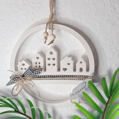 Häuserring Häuserloop Häuserkranz zum Hängen Home Deko Lichthaus Geschenkidee Einzug Richtfest