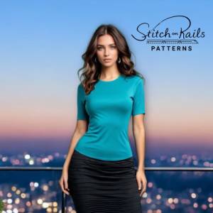 Fitted Stretch T-Shirt Pattern | Curved Hem Top | Round Neck Top Pattern| Basic Top Pattern | Women Top PDF Sewing Patte Bild 2