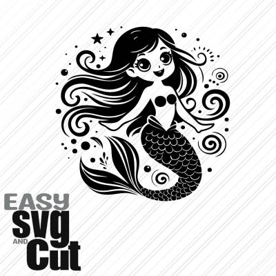 Meerjungfrau No. 1 SVG Vektorgrafik Plotter und Laserdatei Basteln DIY