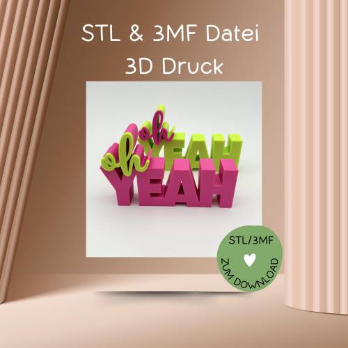 Digitale Datei, 3D-Druckdatei, STL bzw. 3MF, Schriftzug 