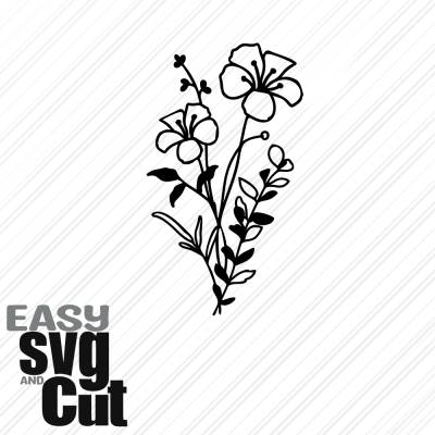 Blumenstrauß Line Art No. 4 SVG Vektorgrafik Plotter und Laserdatei Basteln DIY
