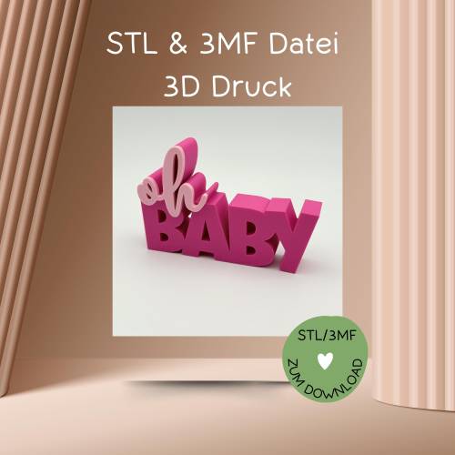 Digitale Datei, 3D-Druckdatei, STL bzw. 3MF, Schriftzug 