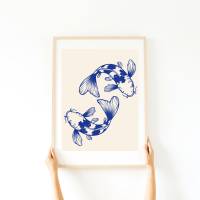 Koi Fisch Fish Nishikigoi Poster -moderne Kunst - Küche Esszimmer Wandkunst Wanddekor - Digital Poster Druck Download - Bild 1