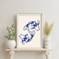 Koi Fisch Fish Nishikigoi Poster -moderne Kunst - Küche Esszimmer Wandkunst Wanddekor - Digital Poster Druck Download - Bild 3