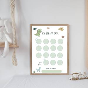 Belohnungsplan für Kinder, Belohnungstafel Dino, Wochenplan mit Belohnung für Kinder, Verstärkerplan PDF Download Bild 2