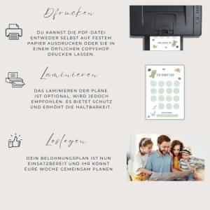 Belohnungsplan für Kinder, Belohnungstafel Dino, Wochenplan mit Belohnung für Kinder, Verstärkerplan PDF Download Bild 6