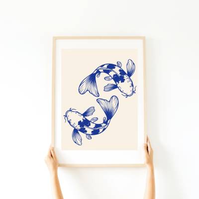 Koi Fisch Fish Nishikigoi Poster -moderne Kunst - Küche Esszimmer Wandkunst Wanddekor - Digital Poster Druck Download -