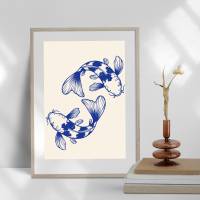 Koi Fisch Fish Nishikigoi Poster -moderne Kunst - Küche Esszimmer Wandkunst Wanddekor - Digital Poster Druck Download - Bild 4