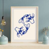 Koi Fisch Fish Nishikigoi Poster -moderne Kunst - Küche Esszimmer Wandkunst Wanddekor - Digital Poster Druck Download - Bild 5