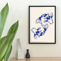 Koi Fisch Fish Nishikigoi Poster -moderne Kunst - Küche Esszimmer Wandkunst Wanddekor - Digital Poster Druck Download - Bild 6