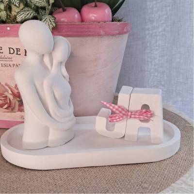 Liebespaar Brautpaar auf Tablett | Geschenk für Paare | Hochzeitsgeschenk | Scandi Style | moderne Raysin Deko weiß