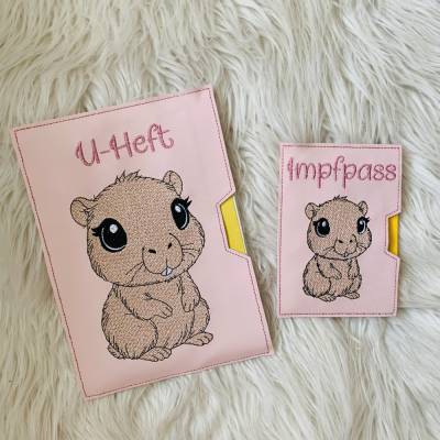 Stickdatei Capybara Wasserschwein Set: Impfpass & U-Heft Hülle ITH – Design-by-Jasmina