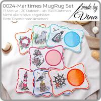 Maritimes MugRug Stickdatei Set ITH ab 13x18 cm – Untersetzer mit Anker, Leuchtturm & Robbe Bild 2