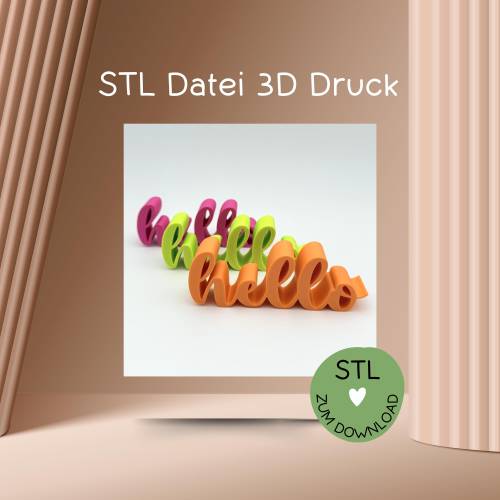 Digitale Datei, 3D-Druckdatei, STL, Schriftzug 
