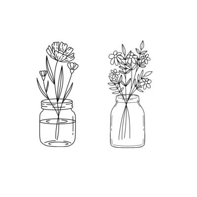 Blumen im Glas   - SVG Download Datei - Plotterdatei - Basteln - DIY - Cricut -