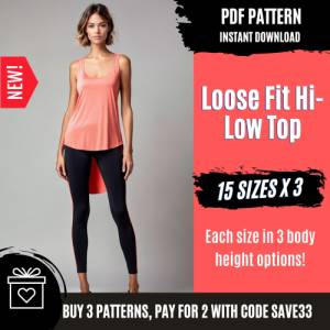 Sleeveless Long Top Pattern | Wide Neck Top Pattern | Jersey Top Pattern | Basic Top Pattern | Women Top Pattern | Long Bild 1