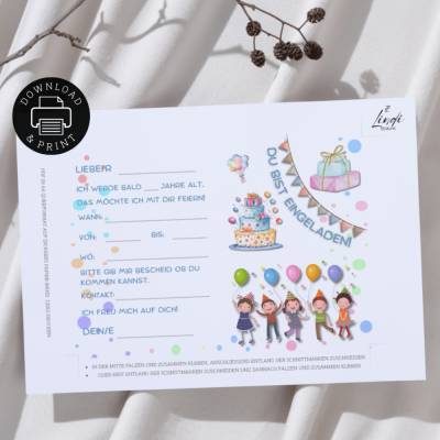 Einladung Party | Digitaler Druck | zum selbst Ausdrucken | PDF