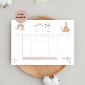 Babyparty Spiel, Baby Stadt Land Fluss Spiel in Größe A4 & A5, digitaler Download Bild 1