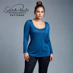 Loose Fit Top Pattern | Wide Neck Top Pattern | Full fitted Sleeves | Long Top Pattern | Basic Top Pattern | Women Top P Bild 3