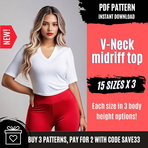 V-neck top pattern | Midriff Stretch Top Pattern | Jersey Top Pattern | Basic Top Pattern | Women Midriff Top Pattern | 